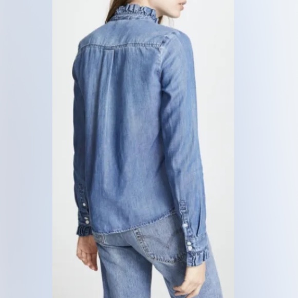 Frame Chambray Ruffle Shirt - Picture 6 of 14